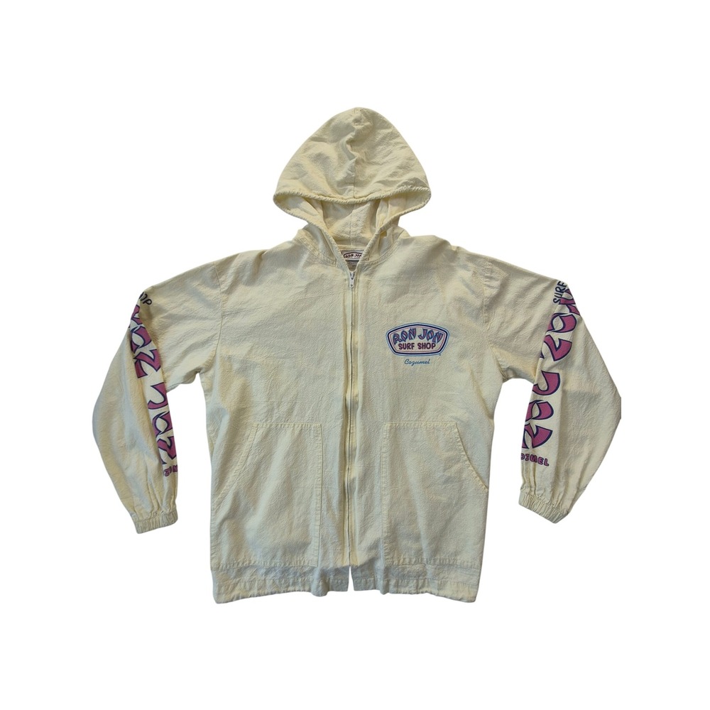 Ron Jon Surf Shop Cozumel Full Zip Hooded Jacket Cream Men's XXL